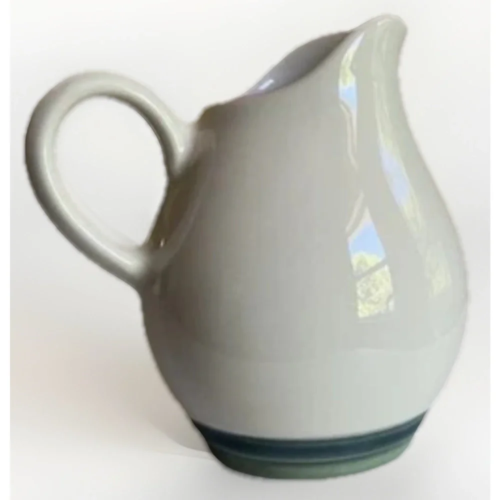 Vintage Pfaltzgraff Pitcher Creamer Ocean Breeze Mid Century Farmhouse Green